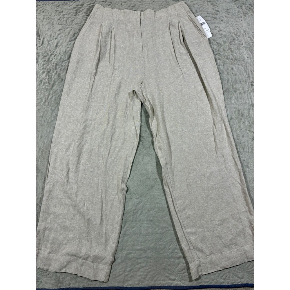 Rafaella Wide Leg Linen Pants Size 16 Natural Coastal Euro Summer Lightweight